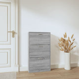 Vidaxl Cabinet da scarpe 59x17x108 cm Sonoma grigio in legno elaborato