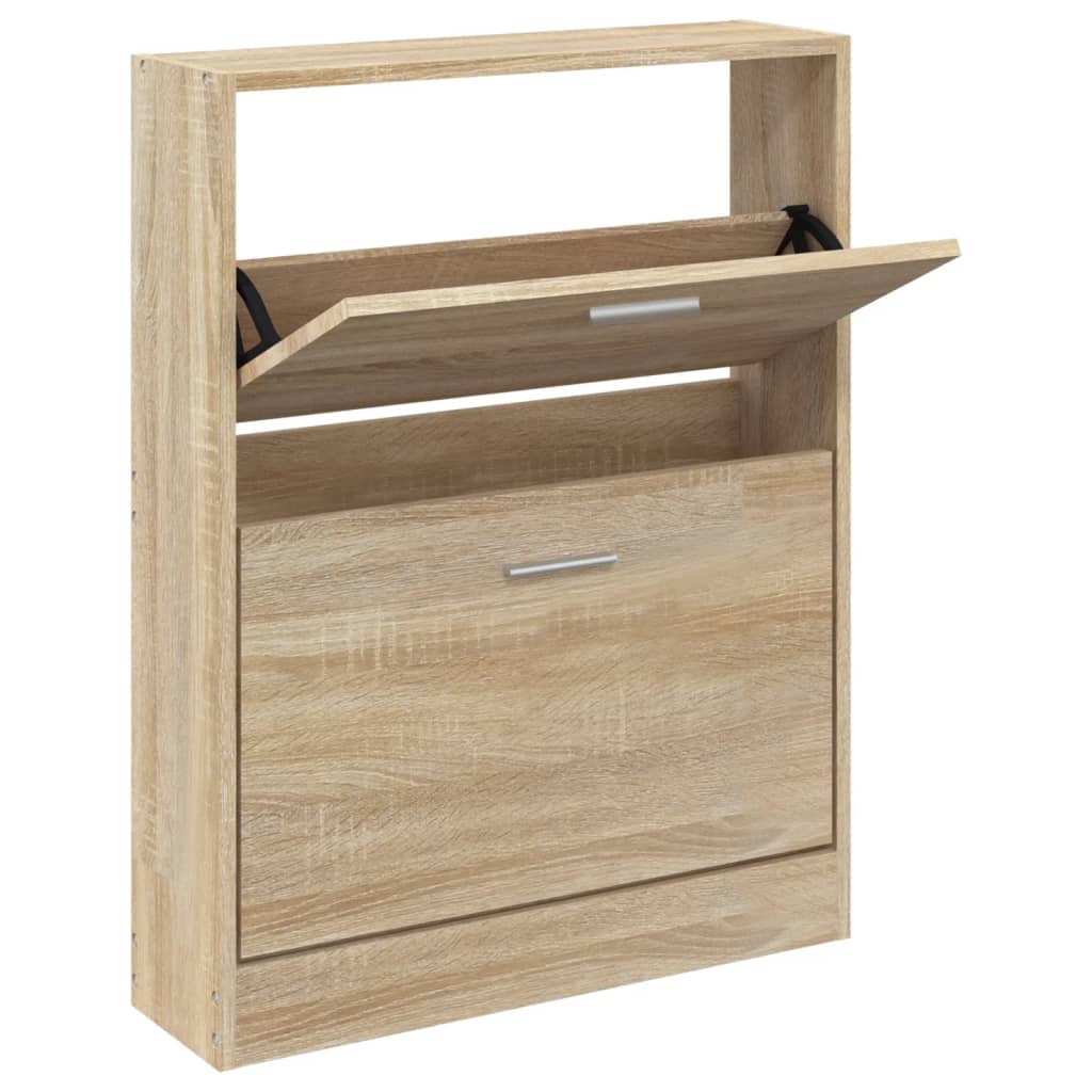 VIDAXL -Schuhschrank 59x17x81 cm verarbeitete Holzeiche -ausgelöst