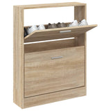 Vidaxl Shoe Cabinet 59x17x81 cm Forarbejdet træ -eg -farvet