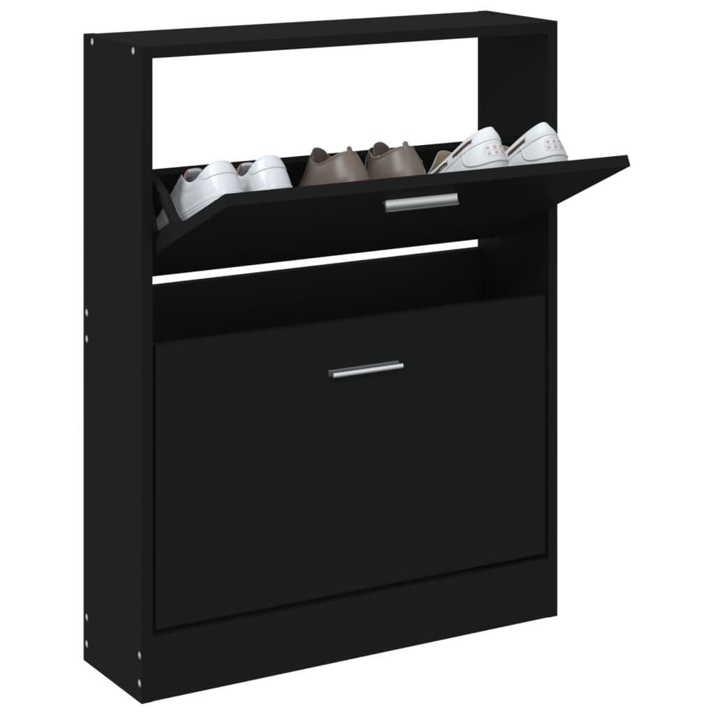 Vidaxl Shoe Cabinet 59x17x81 cm Property Wood Black