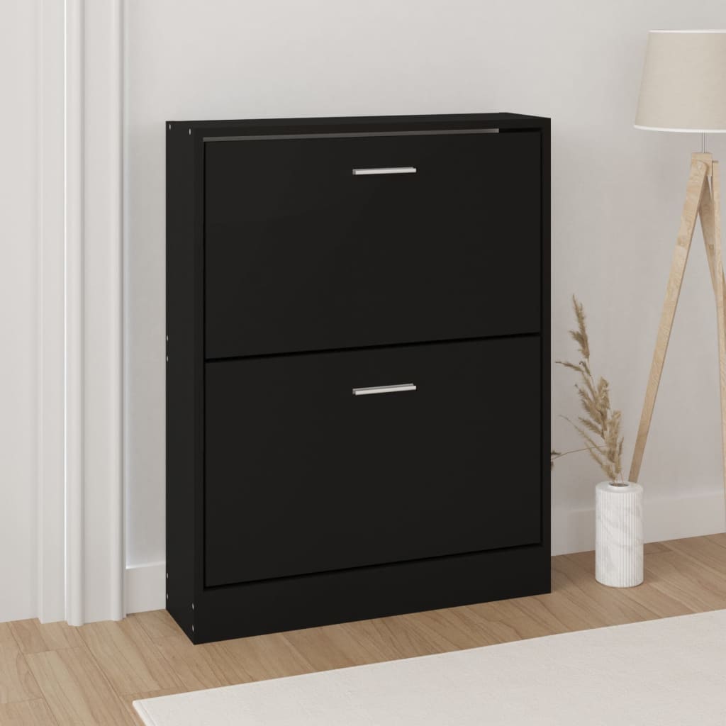 Vidaxl Shoe Cabinet 59x17x81 cm Property Wood Black