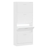 Vidaxl Cabinet da scarpe 63x24x147 cm Bianco in legno elaborato