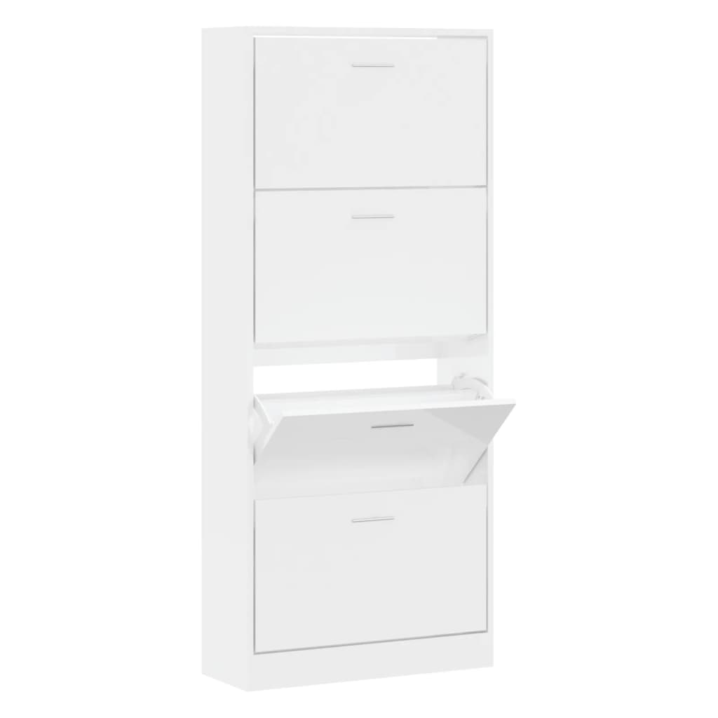 Vidaxl Shoe cabinet 63x24x147 cm Properted wood High gloss white