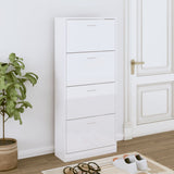 Vidaxl Shoe cabinet 63x24x147 cm Properted wood High gloss white