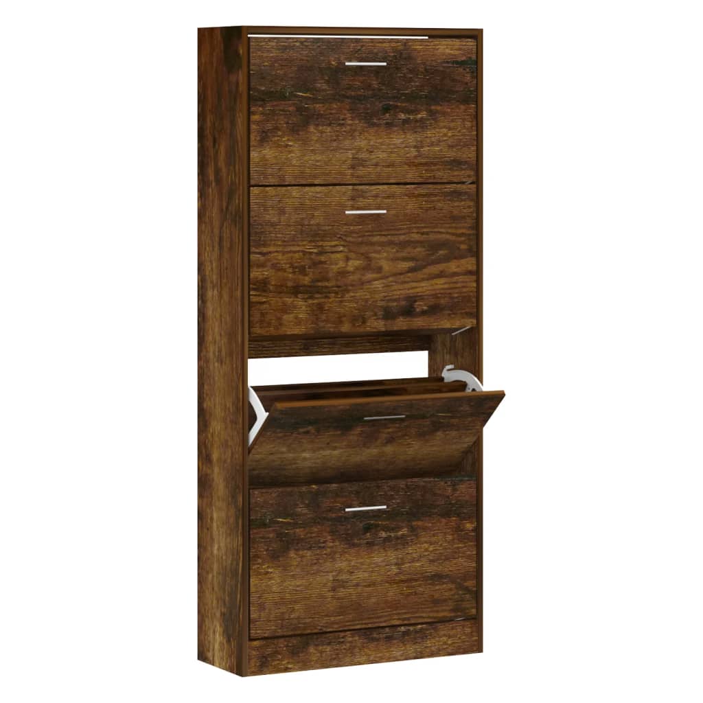 VidaXL Shoe cabinet 63x24x147 cm Properted wood Smoked oak colored