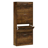 Vidaxl Shoe Cabinet 63x24x147 cm Property Wood Røget eg Farvet