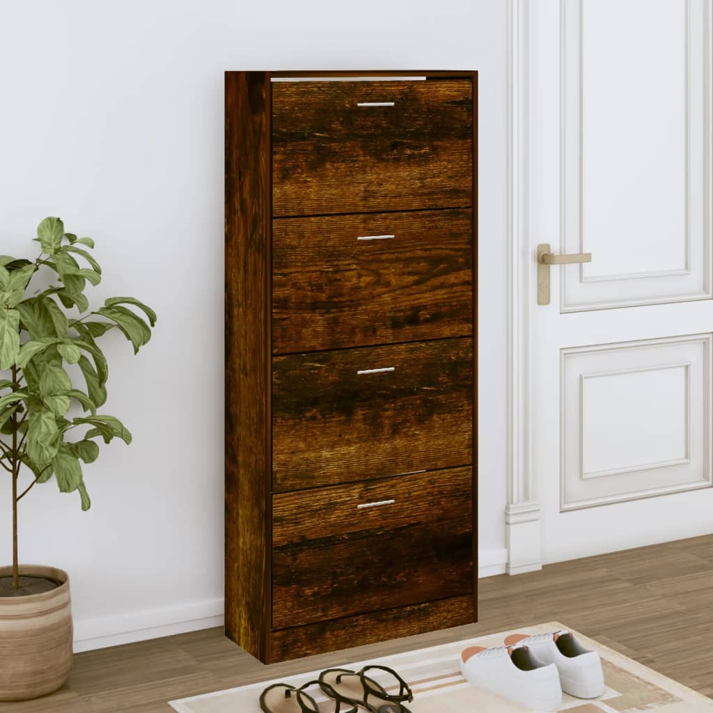 VidaXL Shoe cabinet 63x24x147 cm Properted wood Smoked oak colored