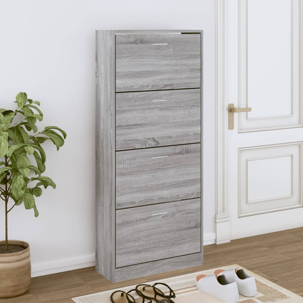 Gabinete de zapatos Vidaxl 63x24x147 cm de madera propiedad gris Sonoma