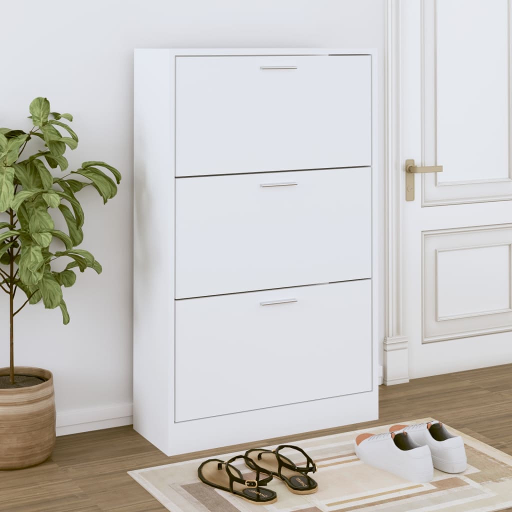 VidaXL Shoe cabinet 63x24x103 cm Processed Wood White