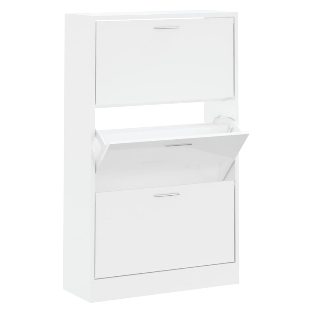 Armoire à chaussures vidaxl 63x24x103 cm en bois de bois haut blanc