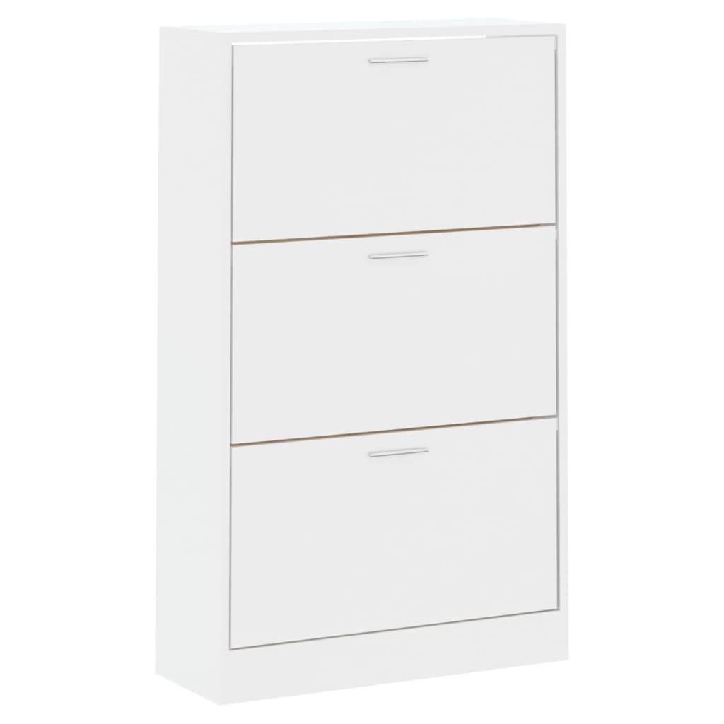 Vidaxl Shoe Cabinet 63x24x103 cm Forarbejdet træ Højglans hvid