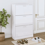 VidaXL shoe cabinet 63x24x103 cm processed wood high gloss white