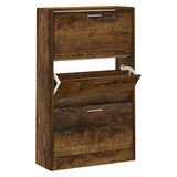 VidaXL shoe cabinet 63x24x103 cm worked wood smoked oak colored