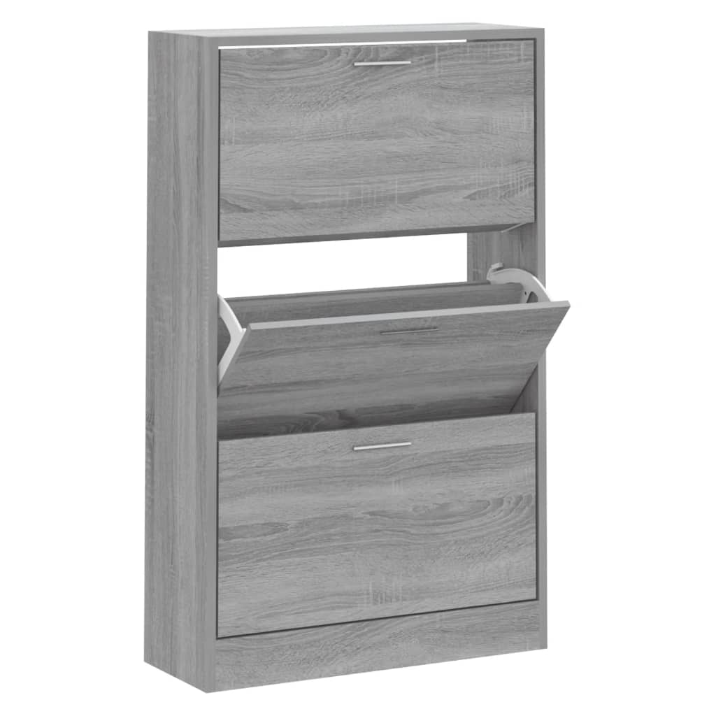 Vidaxl schoenenkast 63x24x103 cm bewerkt hout grijs sonoma