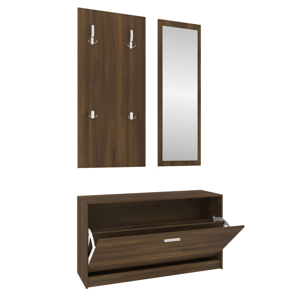 Vidaxl Shoe Cabinet Set 3-i-1 redigeret Wood Browniken