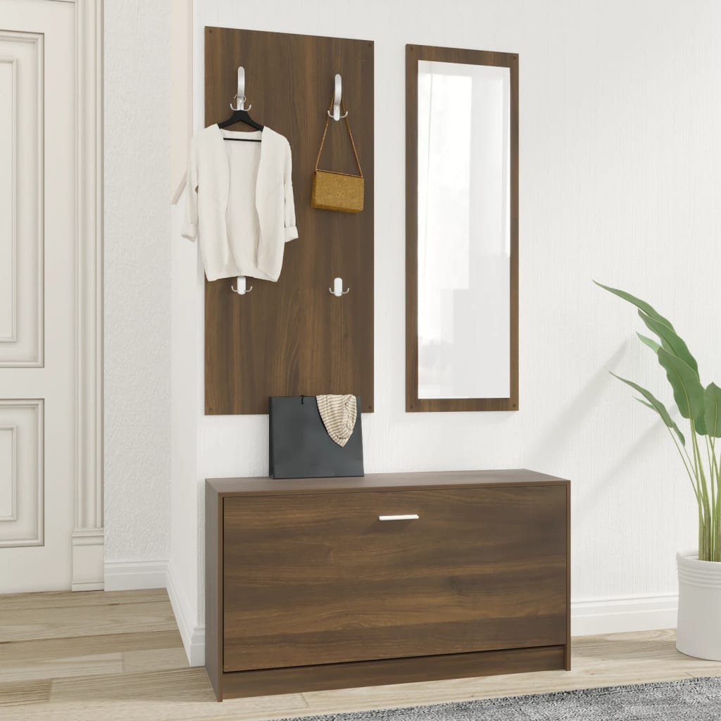 Vidaxl Shoe Cabinet Set 3-i-1 redigeret Wood Browniken