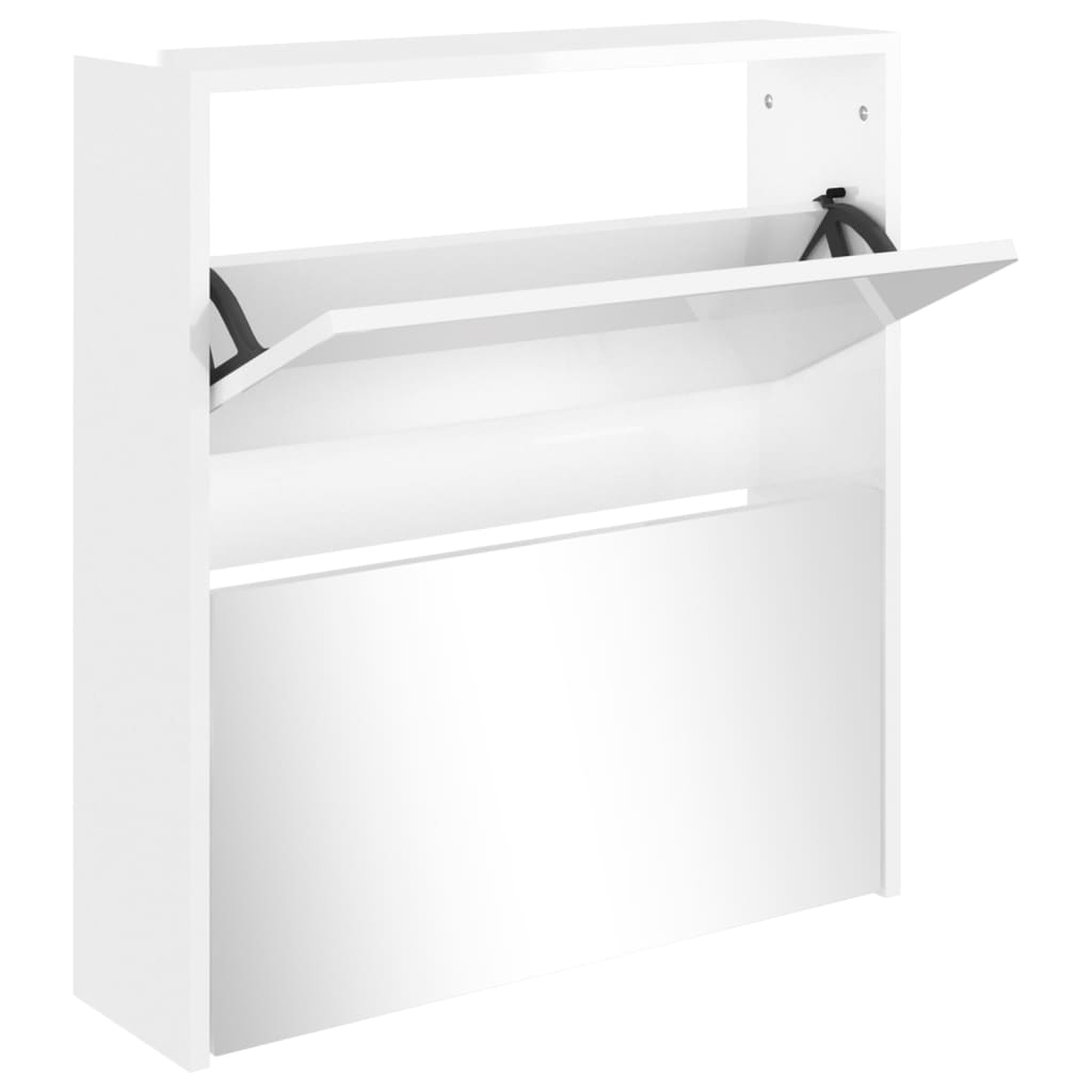 VidaXL shoe cabinet with mirror 2-layer 63x17x67 cm high gloss white