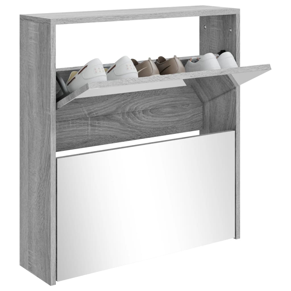 VidaXL shoe cabinet with mirror 2-layer 63x17x67 cm gray sonoma