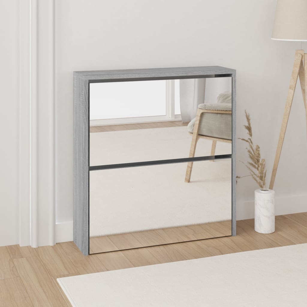 VidaXL shoe cabinet with mirror 2-layer 63x17x67 cm gray sonoma