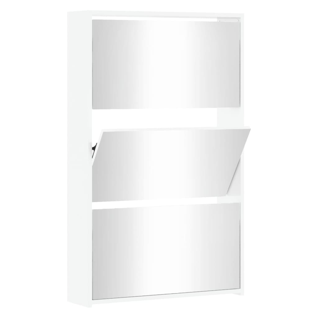 VidaXL shoe cabinet with mirror 3-layer 63x17x102.5 cm high gloss white