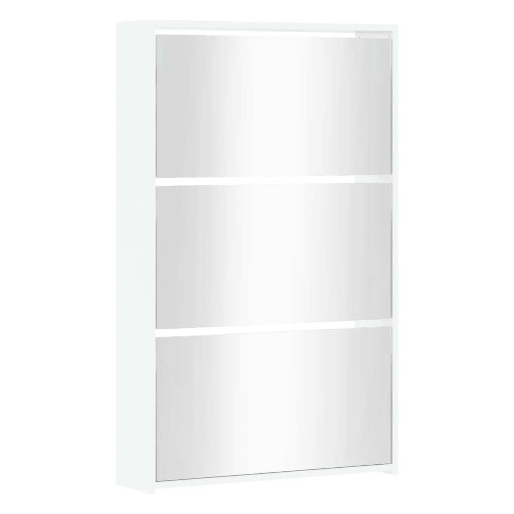 VidaXL shoe cabinet with mirror 3-layer 63x17x102.5 cm high gloss white