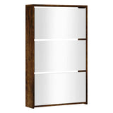 Vidaxl Cabinet da scarpe con specchio a 3 strati 63x17x102.5 cm quercia affumicata