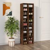 Vidaxl Shoe Cabinet 54x34x183 cm skåret træbrun eg farve