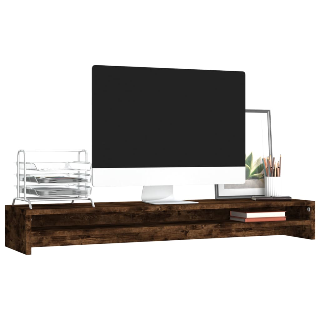 VidaXL Monitorstandaard 100x24x13 cm bewerkt hout gerookt eikenkleurig