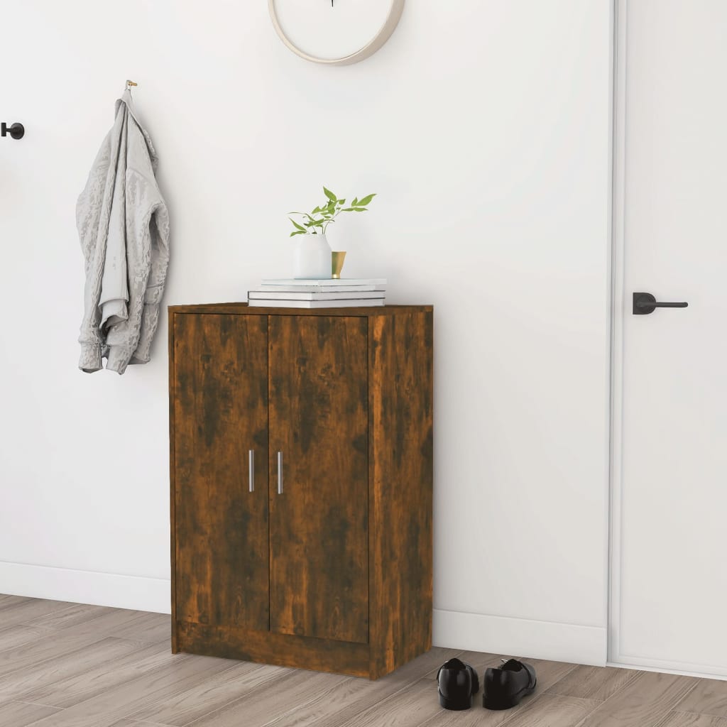 Vidaxl Cabinet da scarpe 60x35x92 cm Colore di quercia affumicata in legno elaborato