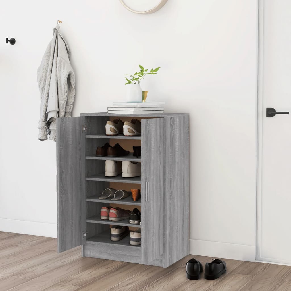 Armoire à chaussures vidaxl 60x35x92 cm en bois de bois de bois de chêne Gris sonoma