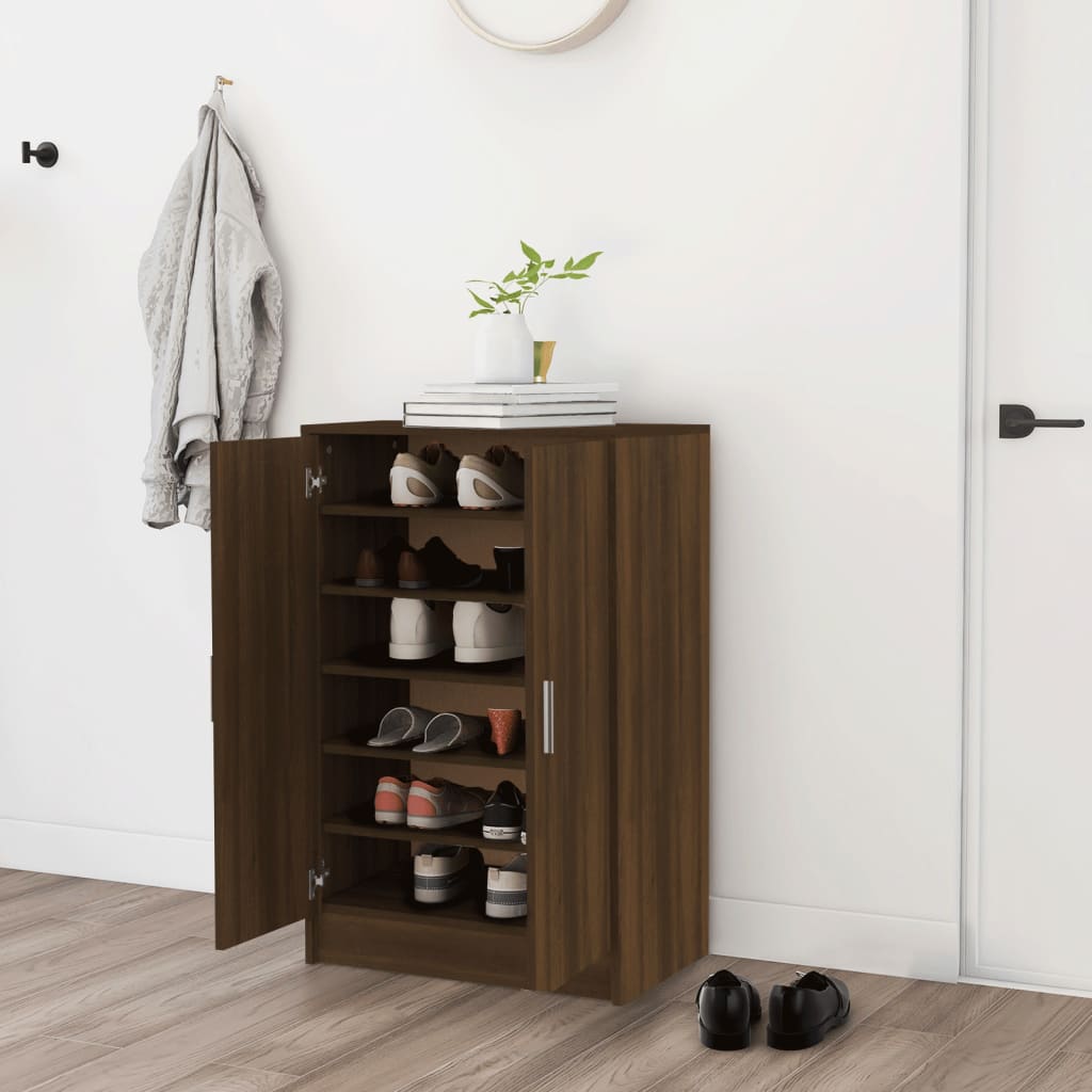 Vidaxl Shoe Cabinet 60x35x92 cm skåret træbrun eg farve