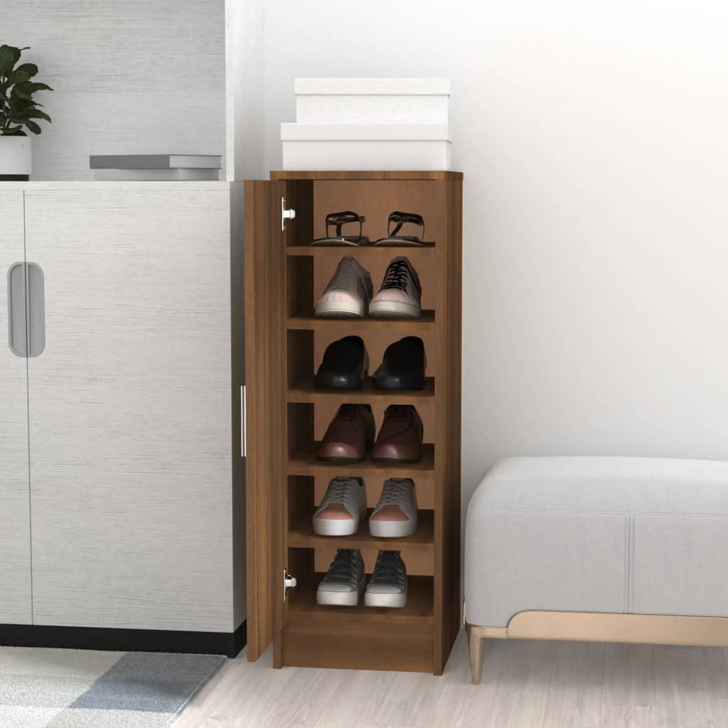 Vidaxl Shoe Cabinet 32x35x92 cm forarbejdet træbrun eg farve