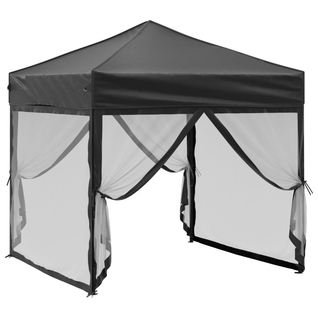 Vidaxl Partytent zložljivo s stranskimi stenami 2x2 m črno