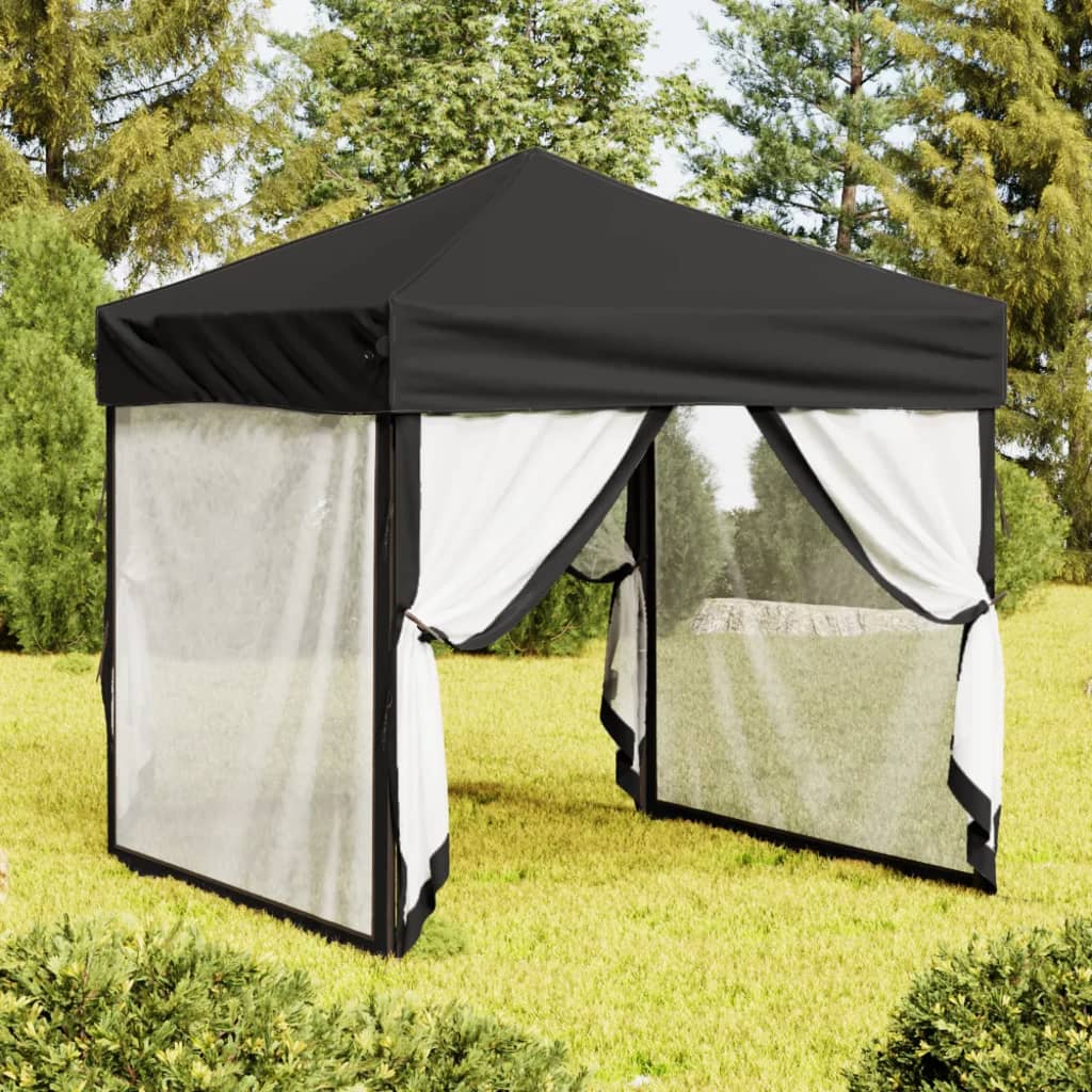 Vidaxl Partytent zložljivo s stranskimi stenami 2x2 m črno