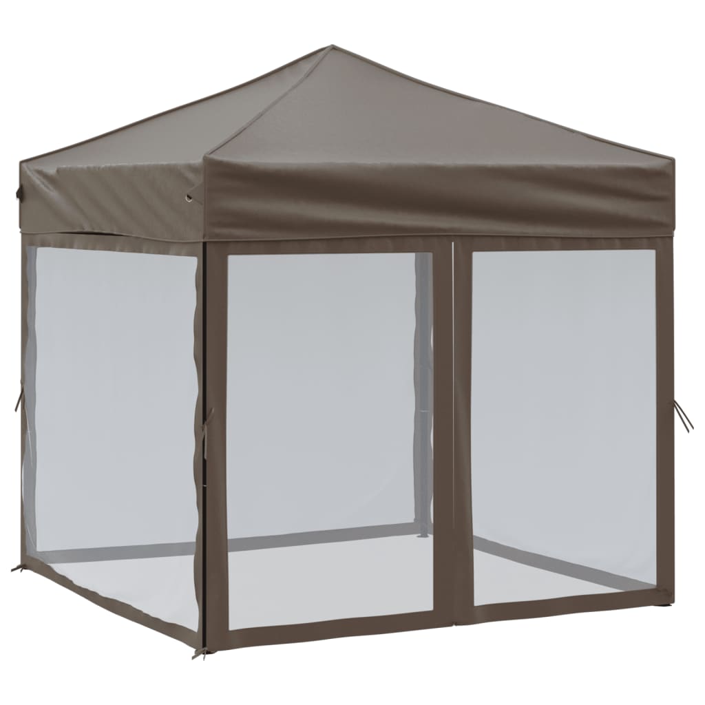 Vidaxl Partytent zložljivo s stranskimi stenami 2x2 m taupe