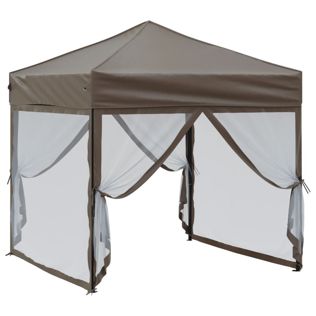 Vidaxl Partytent zložljivo s stranskimi stenami 2x2 m taupe