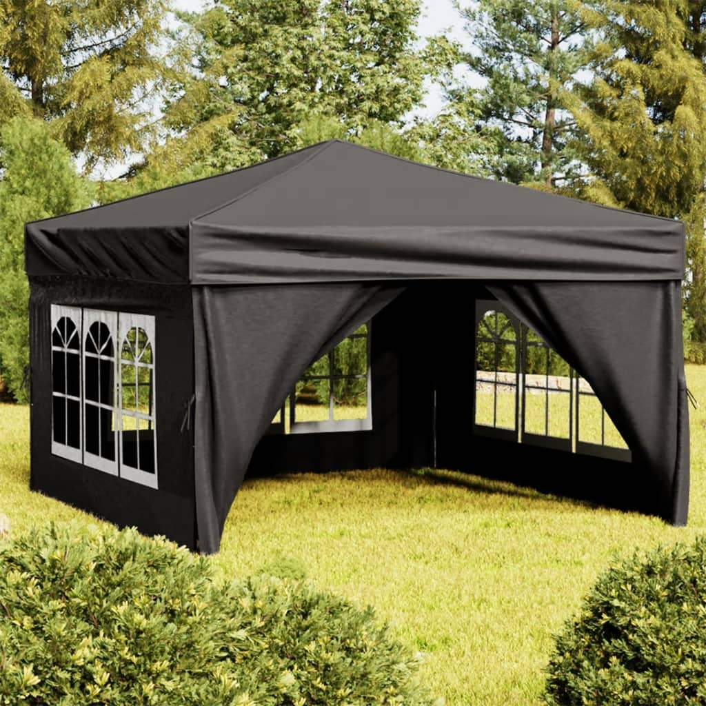 Vidaxl Partytent zložljivo s stranskimi stenami 3x3 m črno