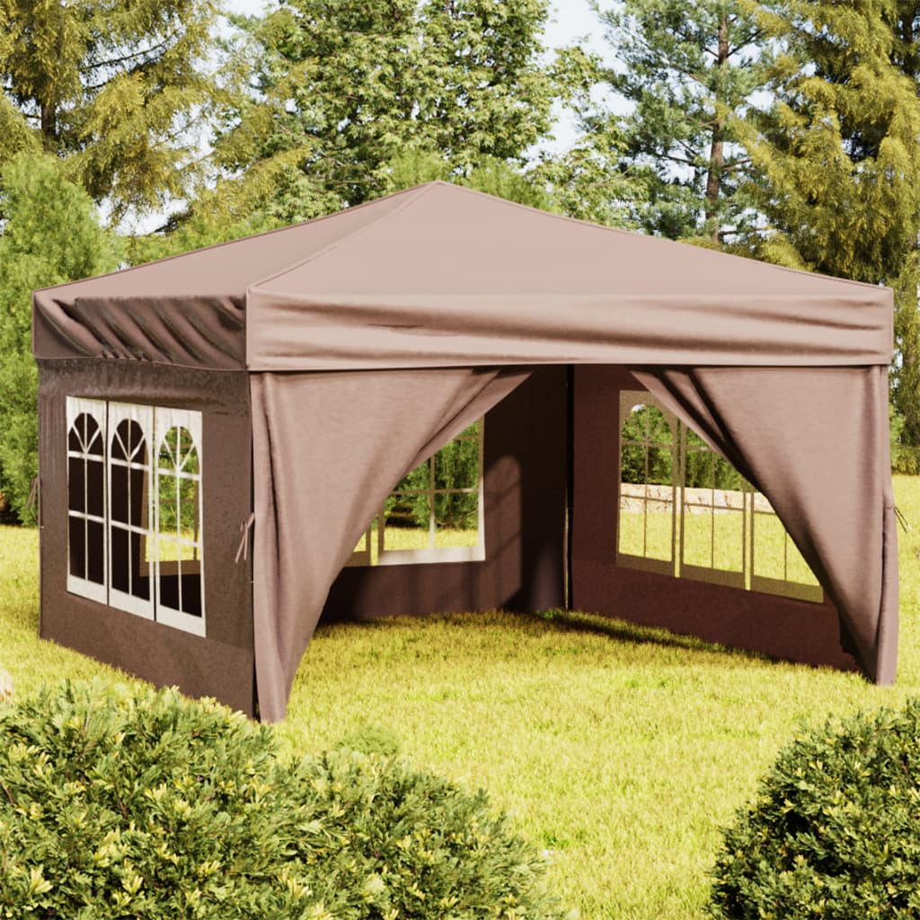 Vidaxl Partytent faltbar mit Seitenwänden 3x3 m Taupe