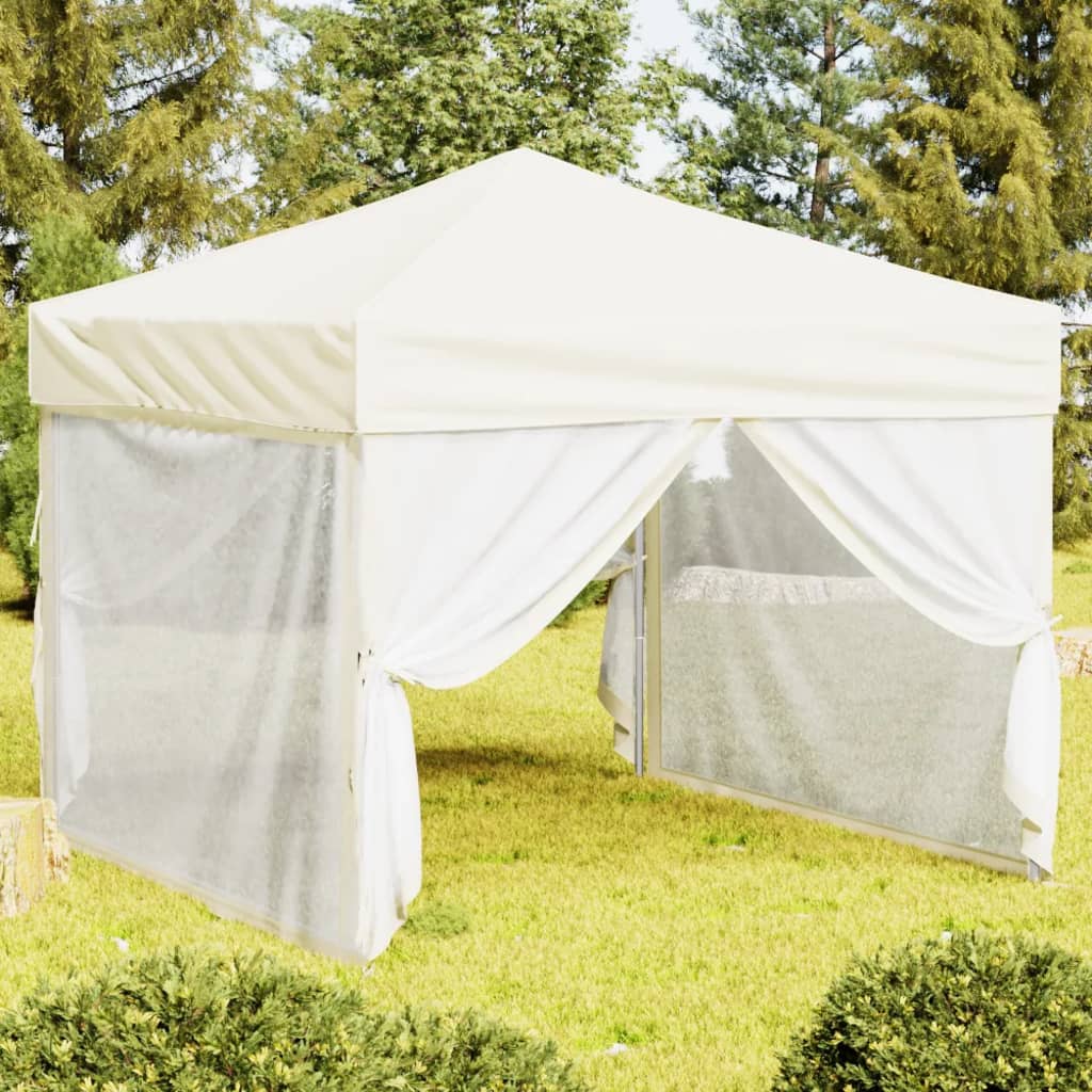 Vidaxl PartyTent Foldible z bocznymi ścianami 3x3 m krem ​​-kolan