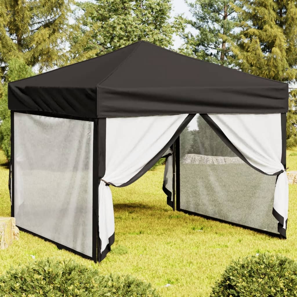 Vidaxl PartyTent plegable con paredes laterales 3x3 m Negro