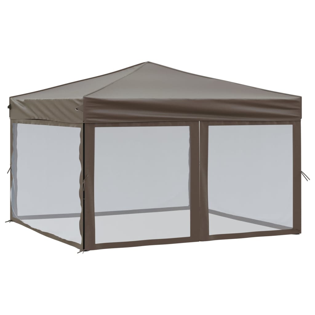 Vidaxl PartyTent sammenleggbar med sidevegger 3x3 m taupe