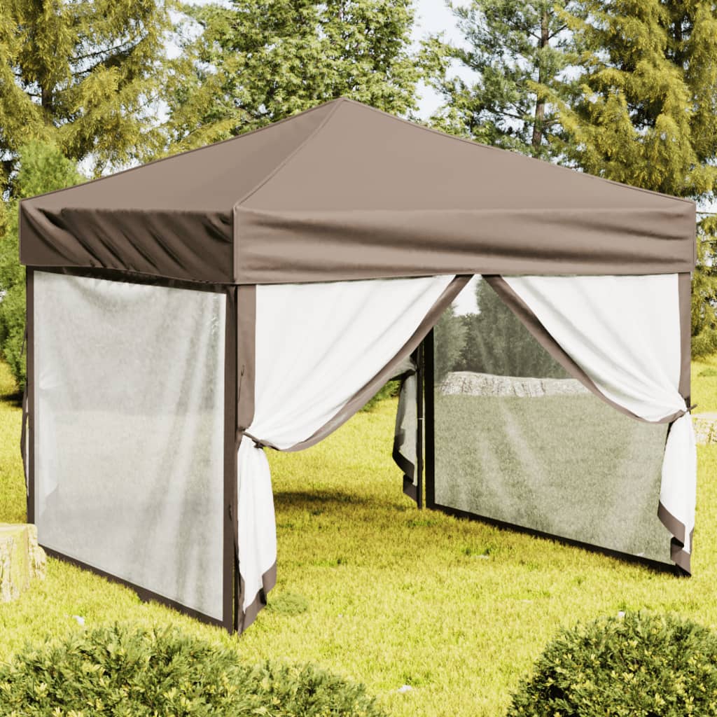 Vidaxl PartyTent sammenleggbar med sidevegger 3x3 m taupe