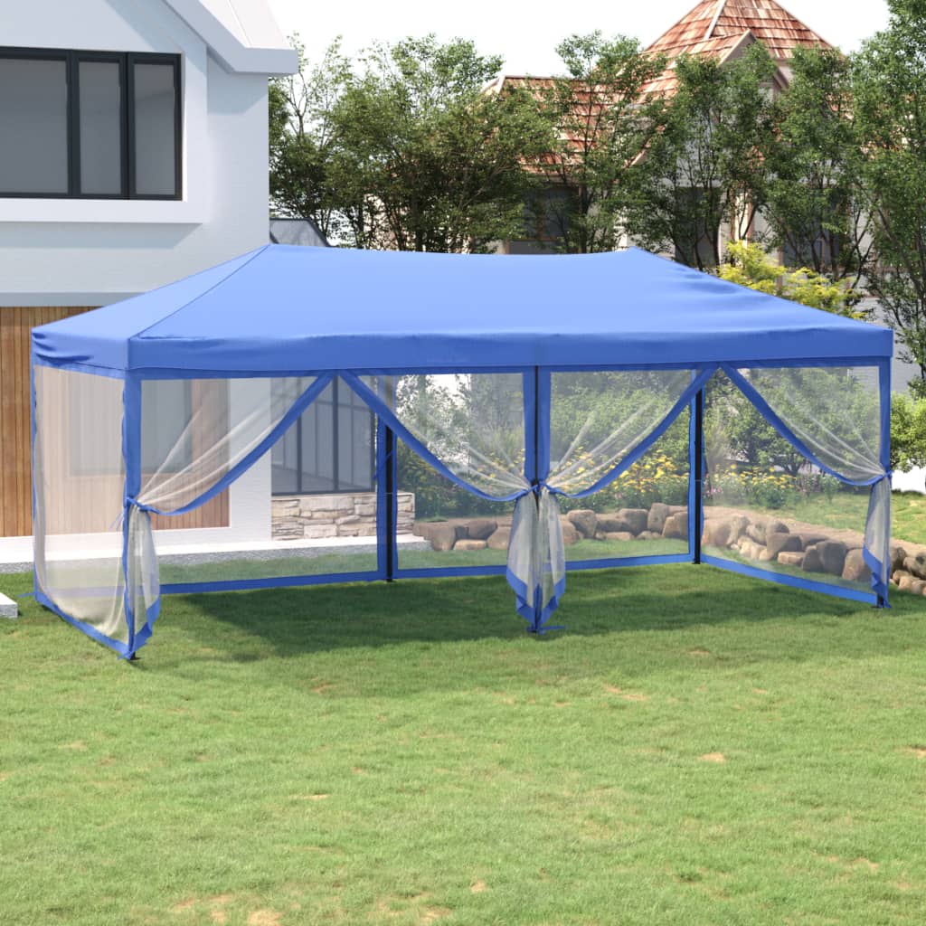 Vidaxl Partytent skládací s bočními stěnami 3x6 m modrá