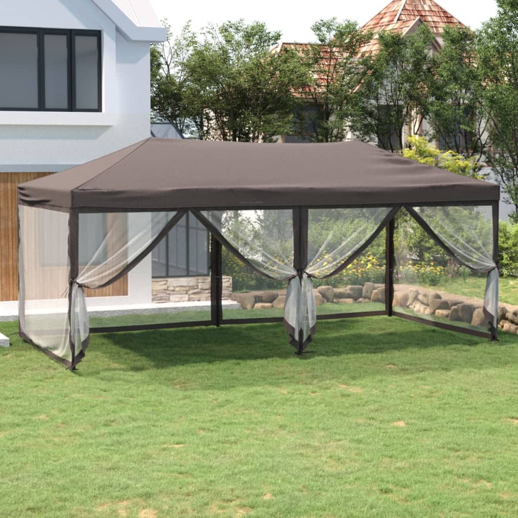 Vidaxl PartyTent pliable avec des parois latérales 3x6 m taupe