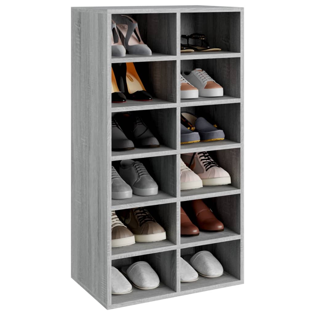 Vidaxl Shoe Rack 54x34x100,5 cm forarbejdet træ grå sonoma eg Farve