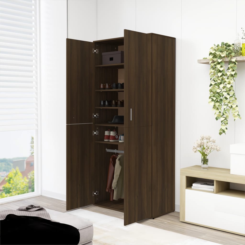 Vidaxl Cabinet per scarpe 80x39x178 cm COLORE COURO COVANE IN LEGNO