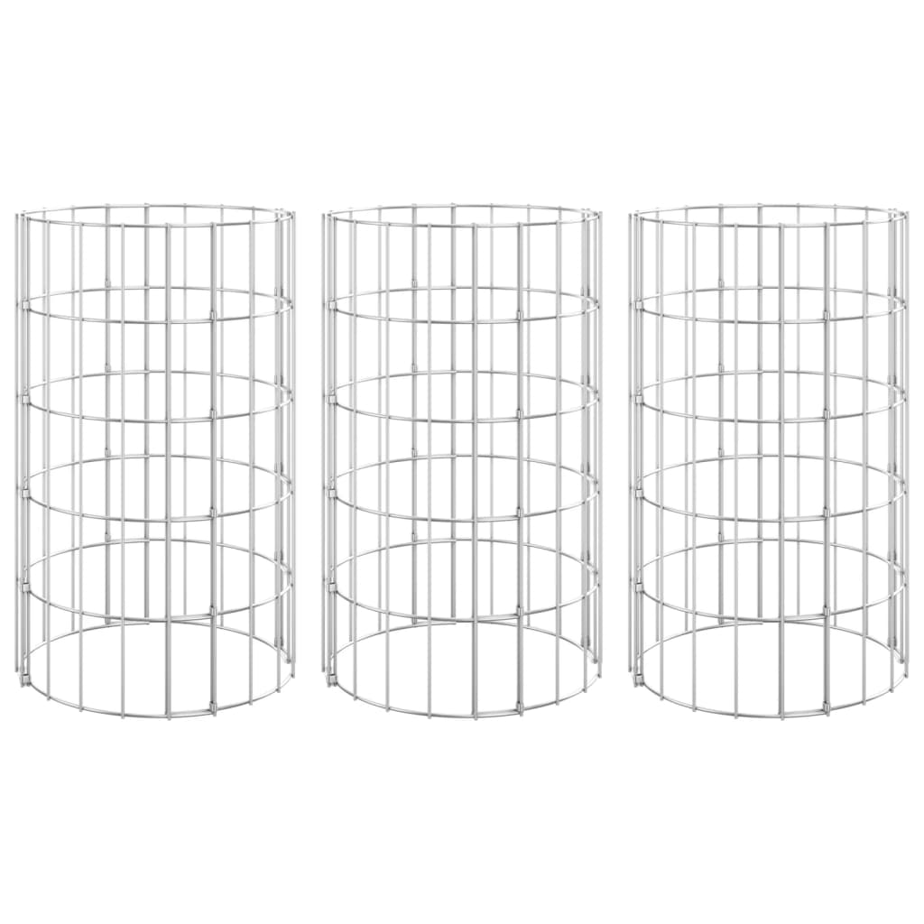 Vidaxl Gabion Planters 3 ST Rund Edisted Ø30x50 cm stal