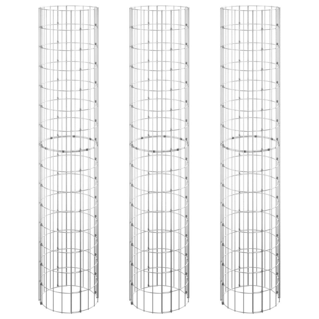 Vidaxl Gabion Planters 3 ST ROUND ZVÝŠENÍ Ø30X150 cm Steel