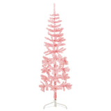 Vidaxl Kunstkerstboom hälften med standard smal 150 cm rosa