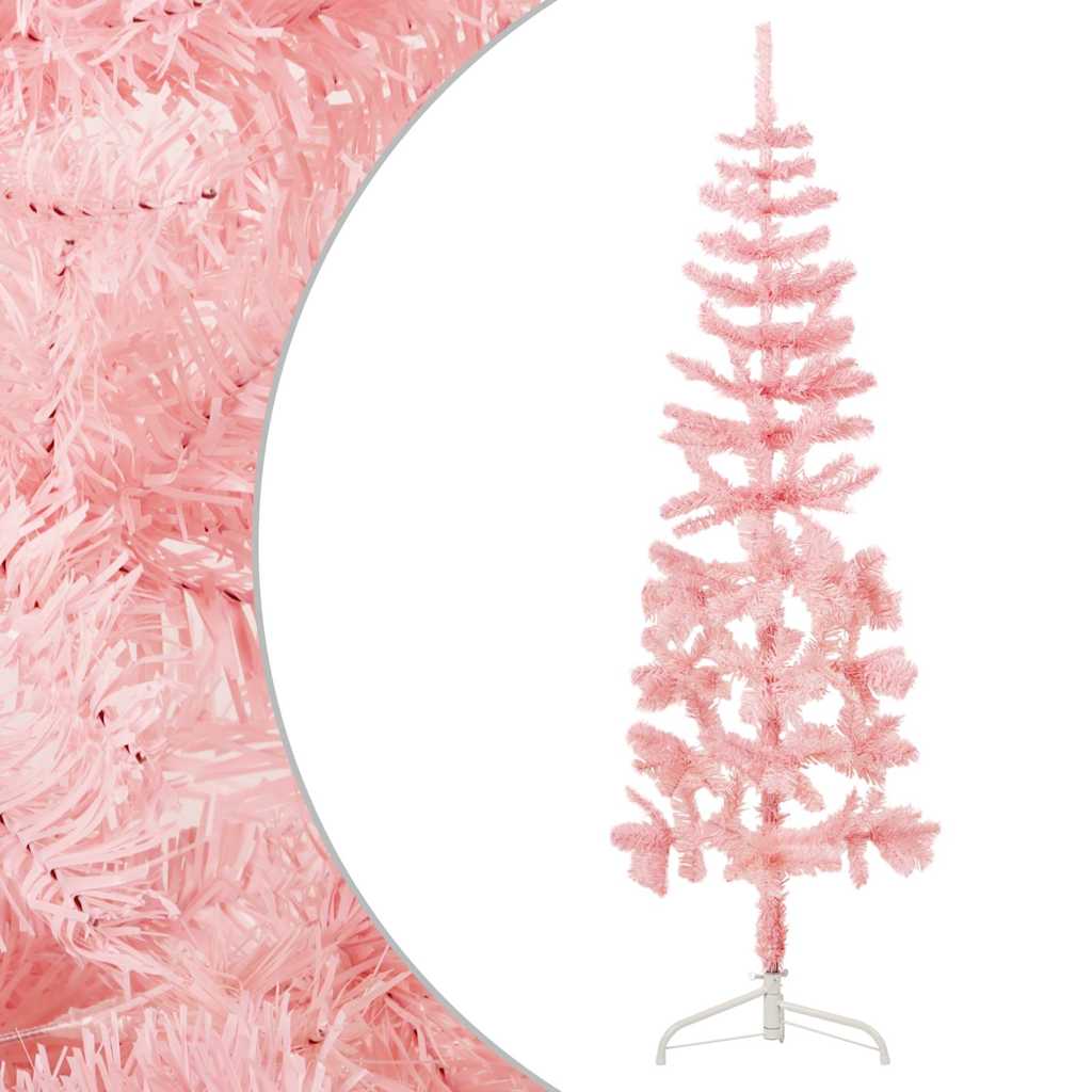 Vidaxl Kunstkerstboom hälften med standard smal 150 cm rosa